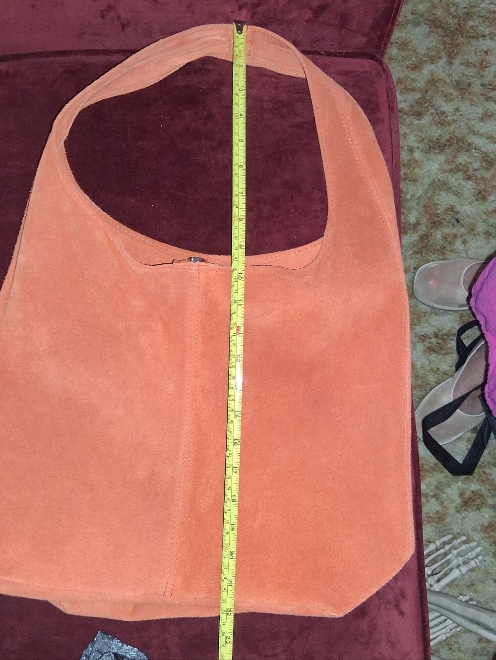 Unbranded Boutique Orange Suede Hobo with Pouch